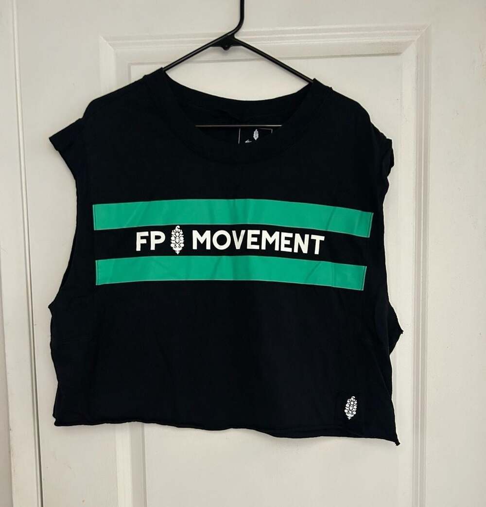 FP Movement Black and Green Graphic Muscle Tank Top Size M